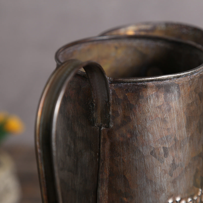 Retro Old Metal Teapot Flower Bucket