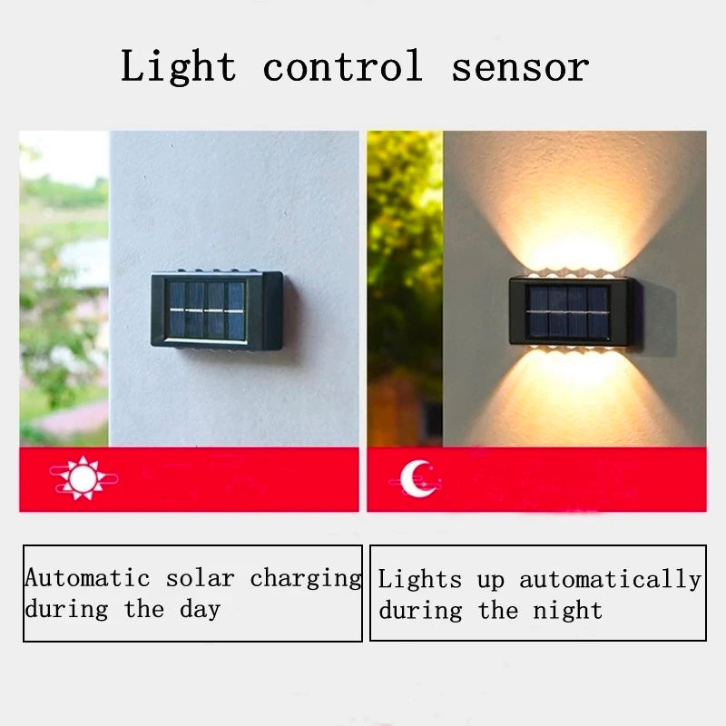 Outdoor LED Light Solar Powered Waterproof Garden Wall Lamp UP And Down Light