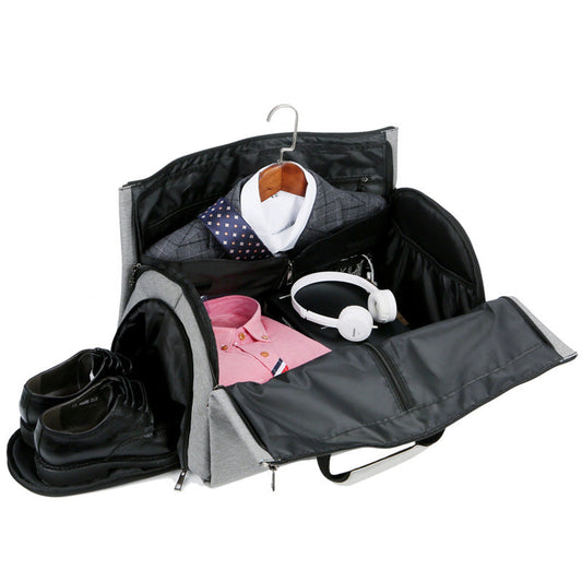 Large Capacity Oxford Business Luggage Soft Casual Handbag Crossbody Gym Travel Suit Storage Bag Gray