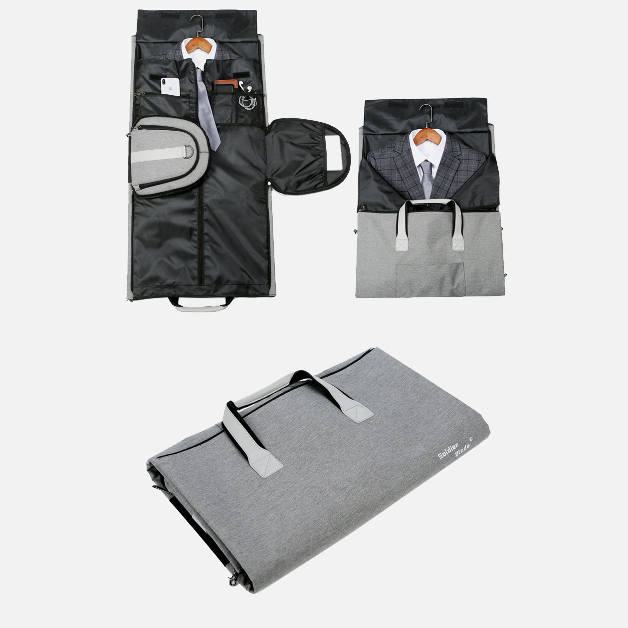 Large Capacity Oxford Business Luggage Soft Casual Handbag Crossbody Gym Travel Suit Storage Bag Gray