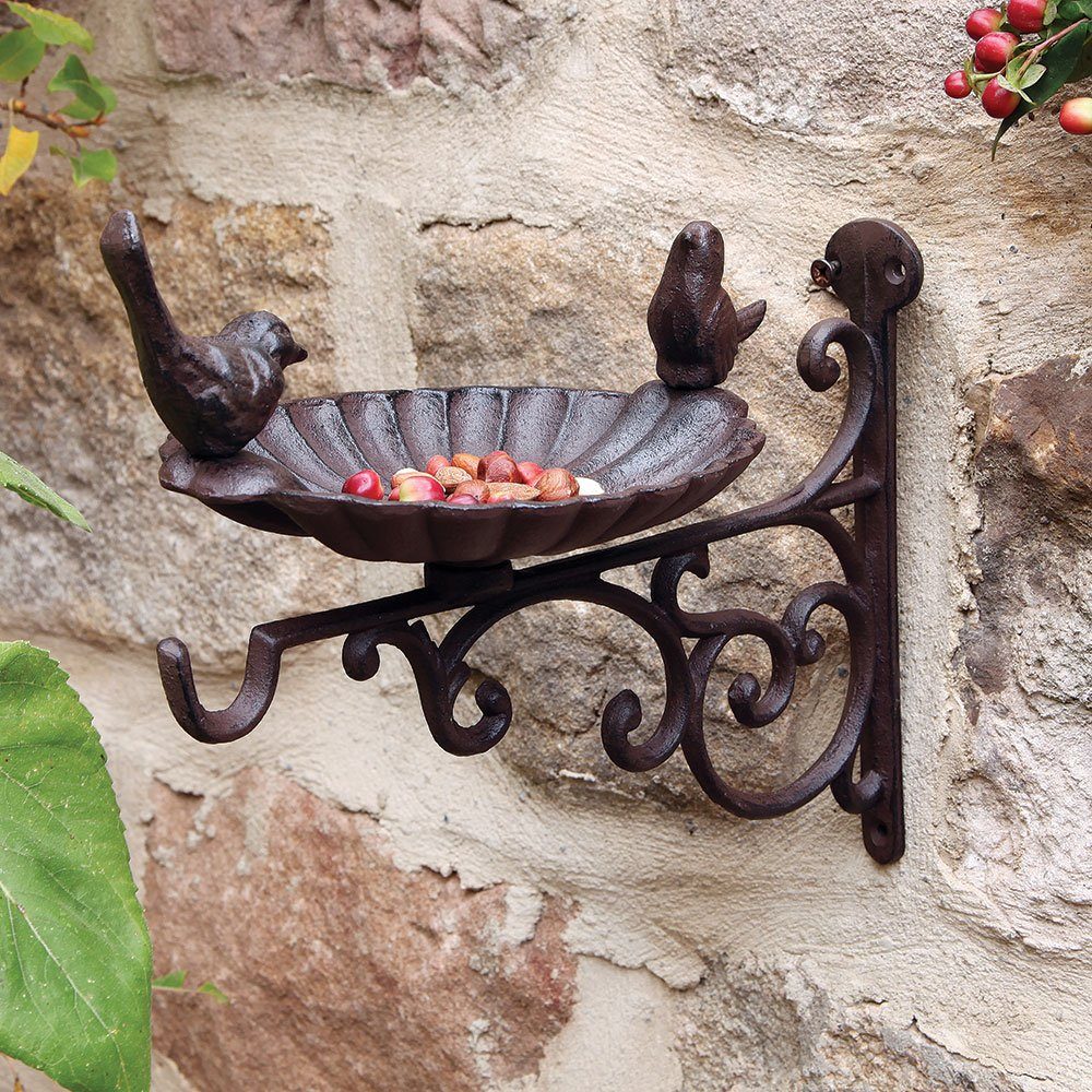 Cast Iron Outdoor Hanging Bracket with Bird Feeder
