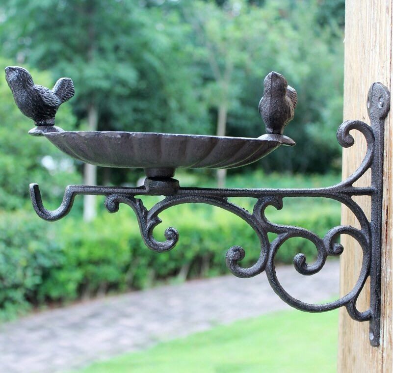 Cast Iron Outdoor Hanging Bracket with Bird Feeder