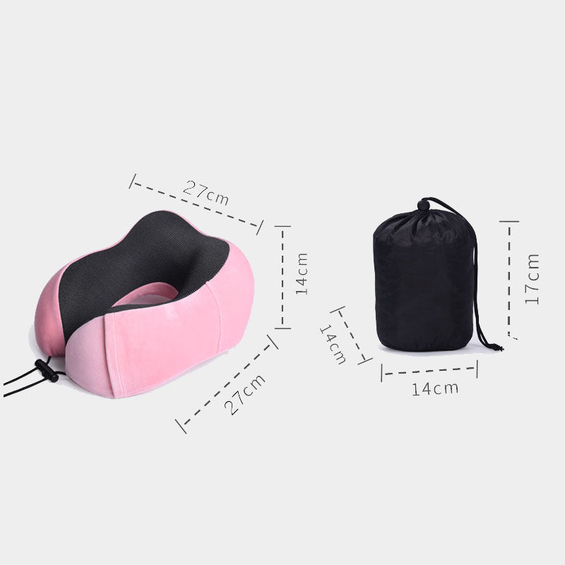 Travel Pillow Memory Foam Neck Pillow with Washable Cover Pink