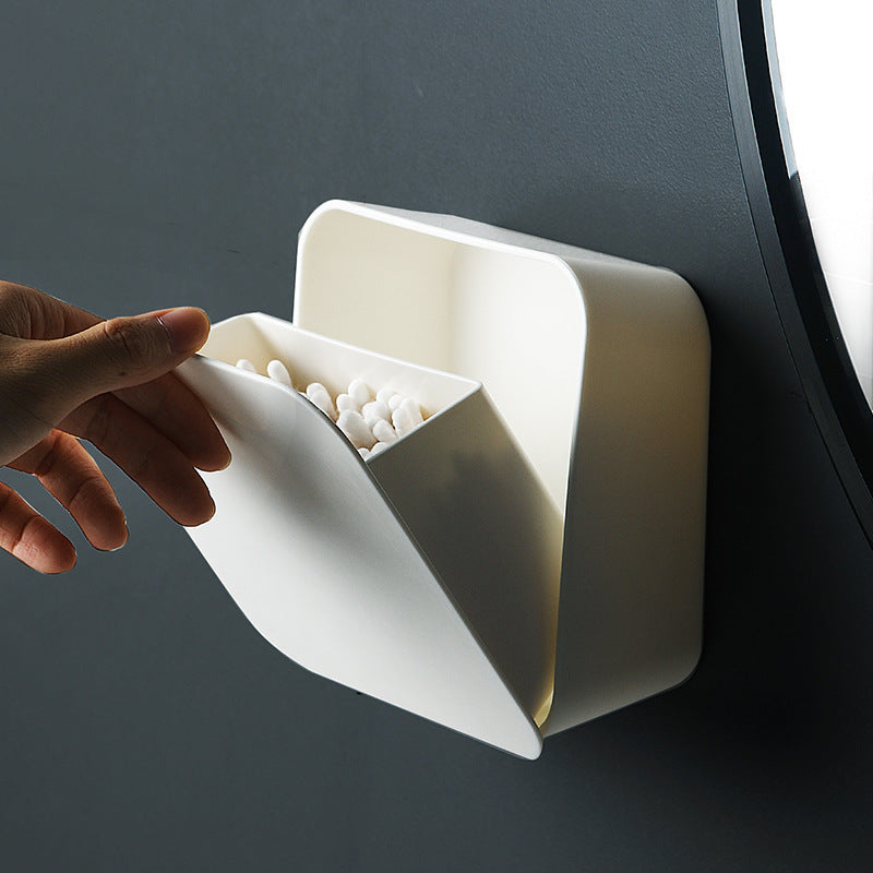 Cotton Swab Storage Box Dispenser Jar Wall Mount Cotton Ball Qtip Balls Holder Organizer