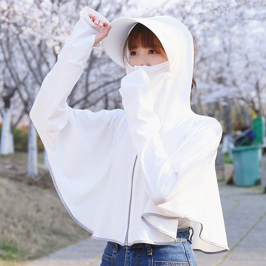 Summer Outdoor Sun-Proof Anti-UV Long Sleeve Hoodie Jacket- White