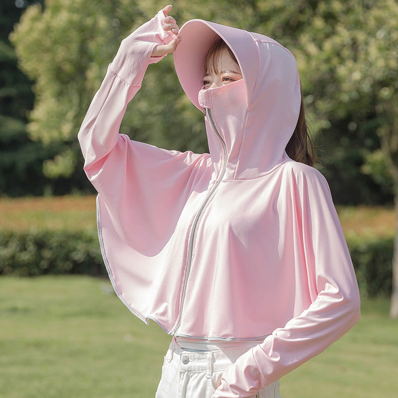 Summer Outdoor Sun-Proof Anti-UV Long Sleeve Hoodie Jacket- Pink