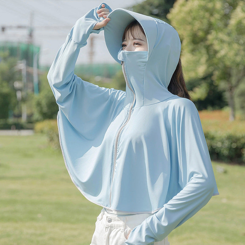 Summer Outdoor Sun-Proof Anti-UV Long Sleeve Hoodie Jacket- Blue
