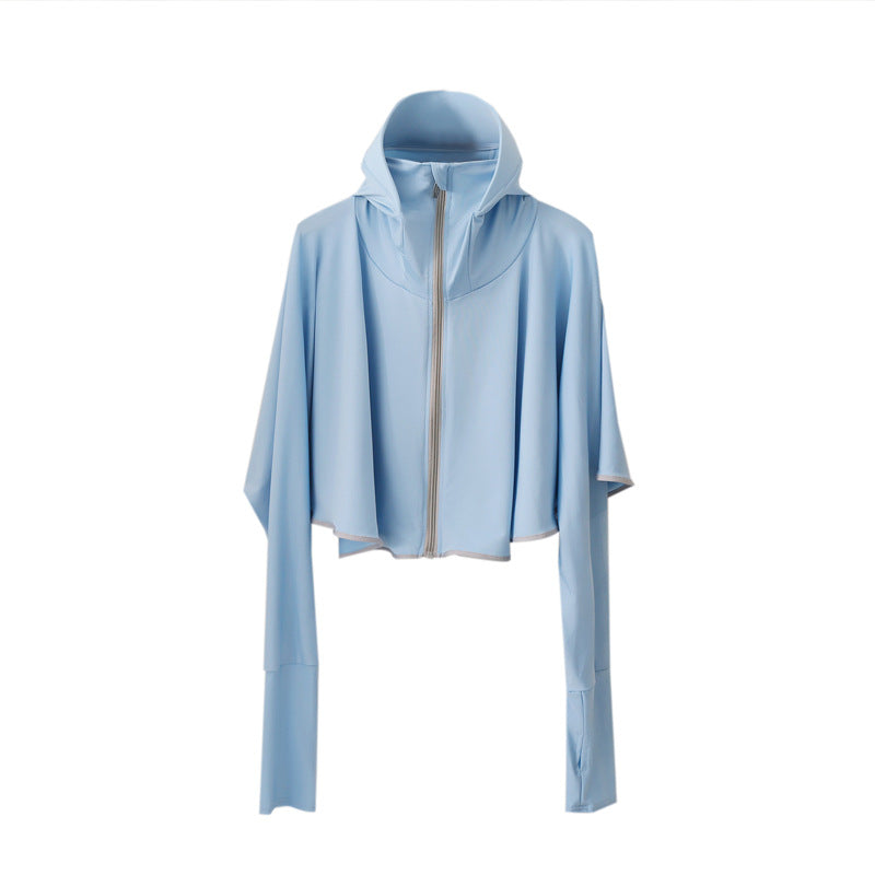 Summer Outdoor Sun-Proof Anti-UV Long Sleeve Hoodie Jacket- Blue