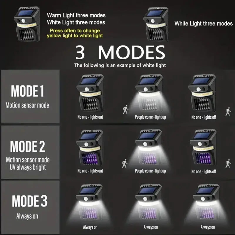 2 Pack Solar LED 2in1 Motion Light Mosquito Trap Light