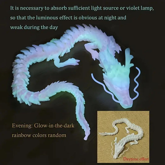 3D Printed Dragon Figurine Articulated Model Toy Luminous