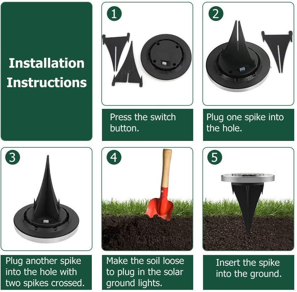 Solar Ground Lights - 8Led cool 4 Pack