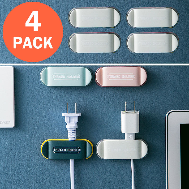 Cable Organizer Power Cord Cable Holder Hook 4 Pack - Gray