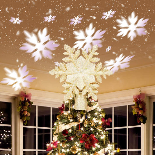 Christmas Tree Decoration Light Christmas Tree Topper Lighted Golden Snow