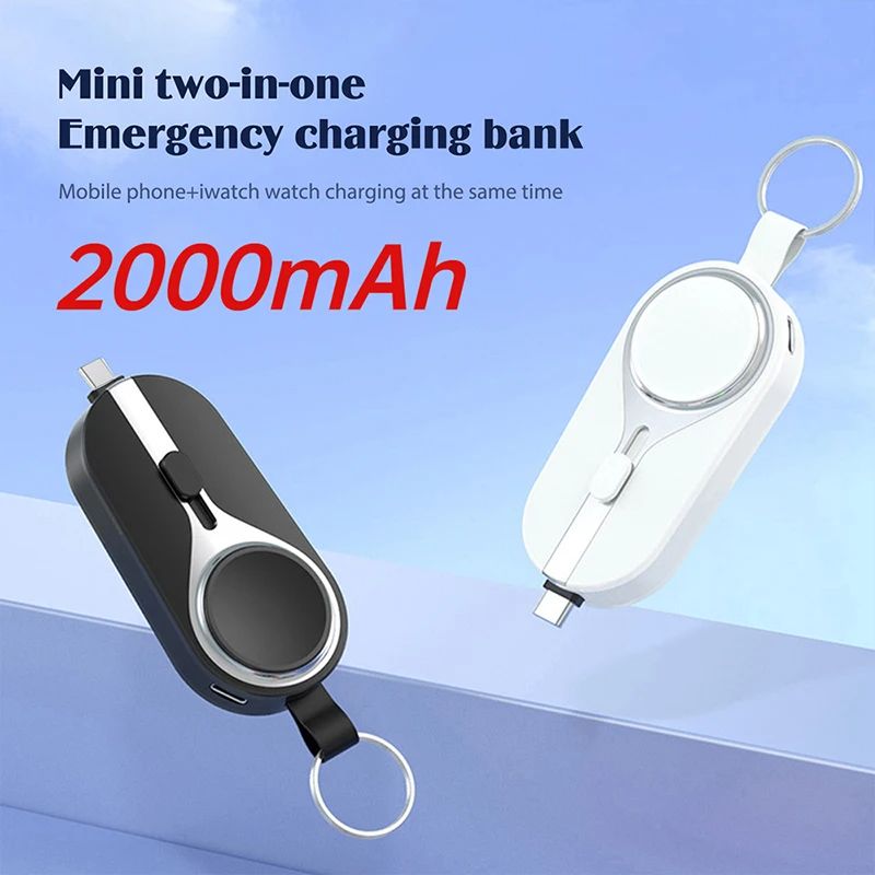 2000mAh Mini Emergency Power Bank Keychain Charger Type-C