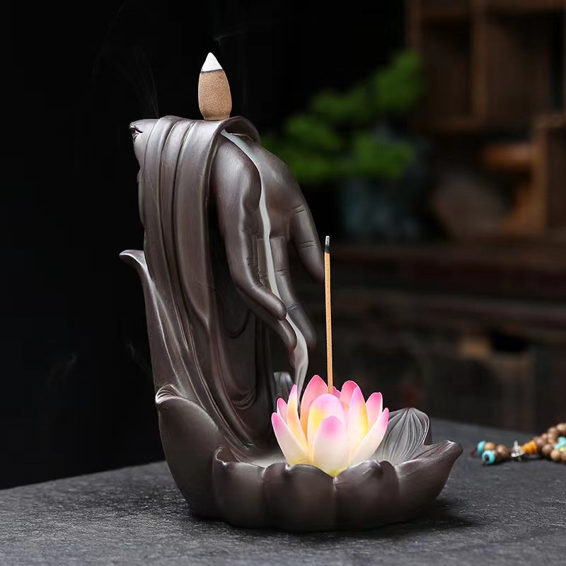 Backflow Incense Burner Hand Lotus