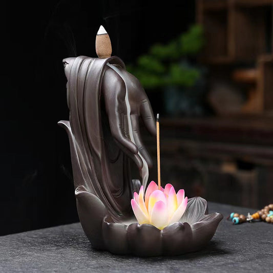 Backflow Incense Burner Hand Lotus
