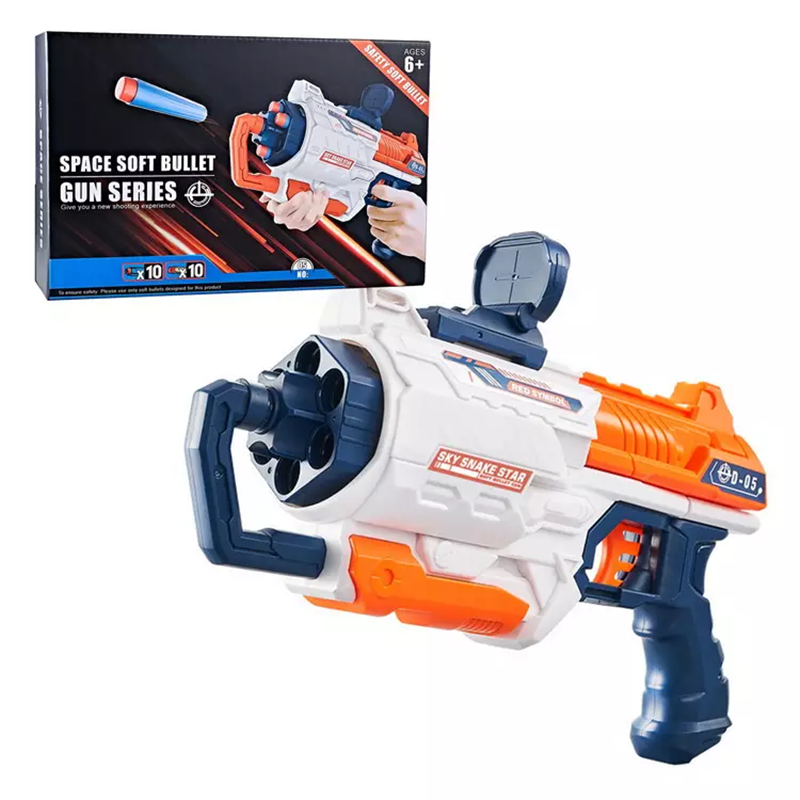 6-Dart Manual Soft Bullet Gun _ Slam Fire Blaster with 20 Safe Foam Darts and Targets