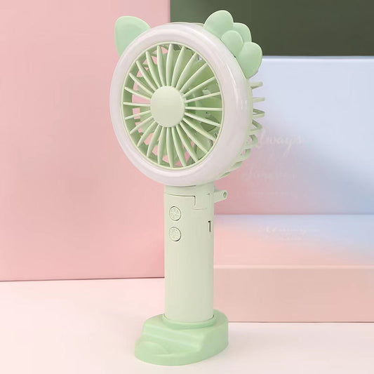 Portable Rechargeable Foldable Fan with LED Kitty Green