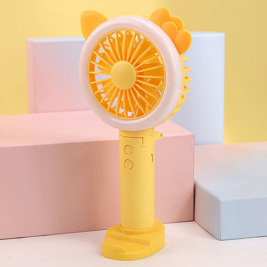 Portable Rechargeable Foldable Fan with LED Kitty Yellow