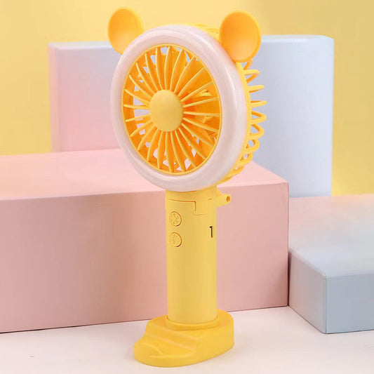 Portable Rechargeable Foldable Fan with LED Mouse - Yellow