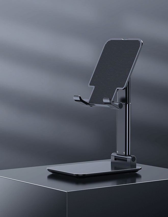 Foldable Angle Height Adjustable Desk Phone Tablet Holder - Black