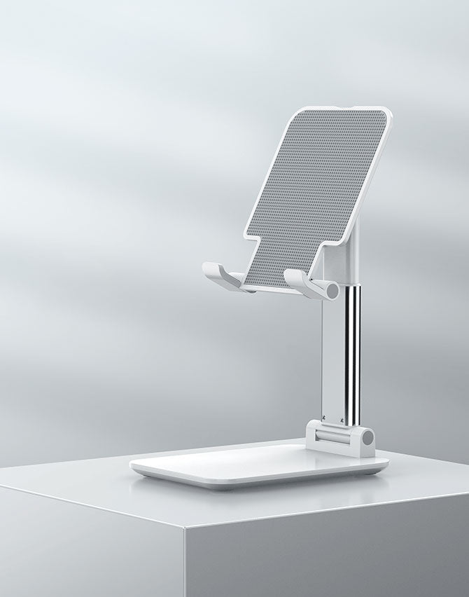 Foldable Angle Height Adjustable Desk Phone Tablet Holder White