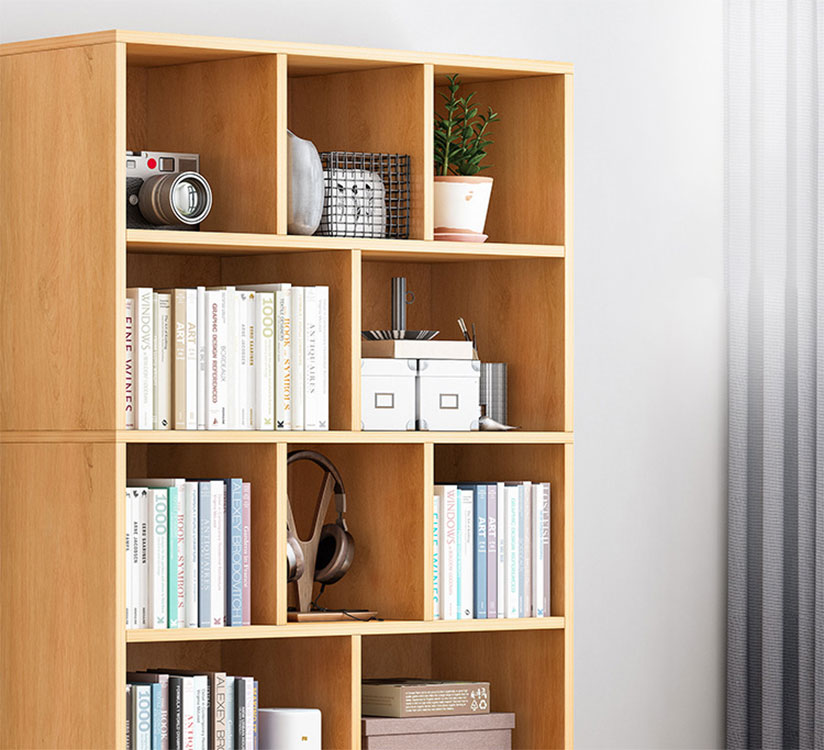 Free Standing Book Shelf with Bottom Case Walnut 100cm