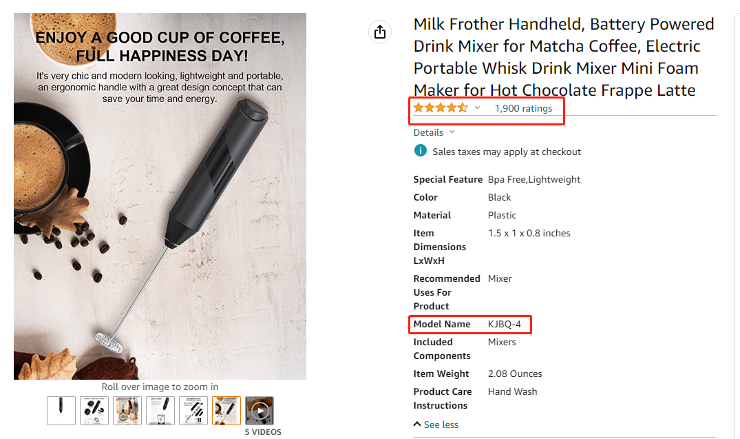 Handheld Electric Milk Frother Drink Coffee Mixer Foam Maker with Stand