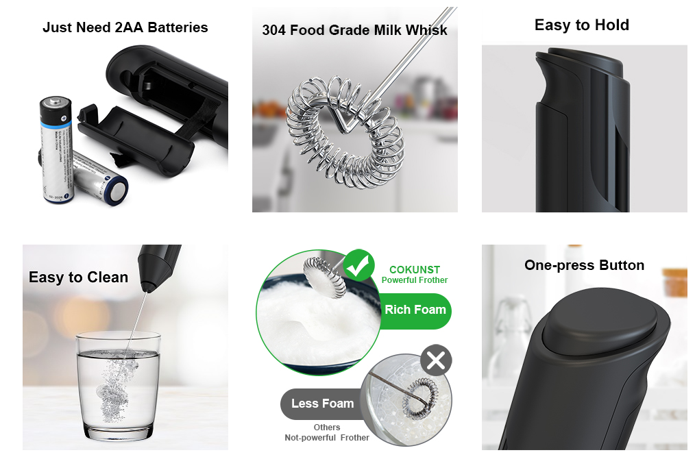 2 Pack Handheld Electric Milk Frother Drink Coffee Mixer Foam Maker with Stand