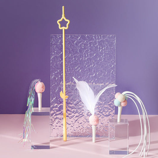 2 Pack Pet Wand Toy Cartoon Type Cat Teaser Stick Pet 3 in 1 Cat Teaser