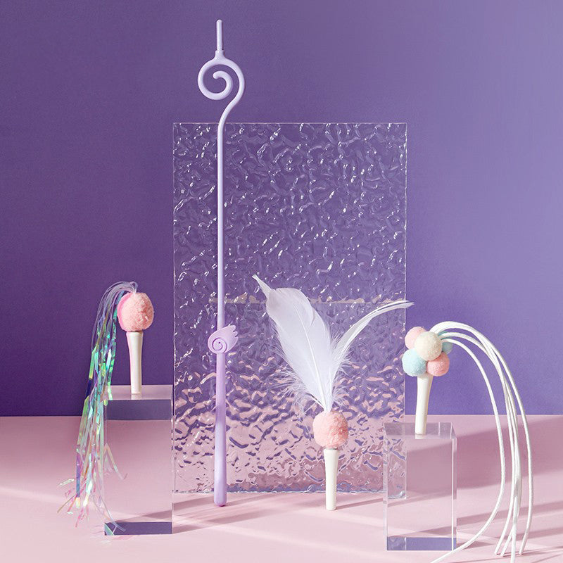 2 Pack Pet Wand Toy Cartoon Type Cat Teaser Stick Pet 3 in 1 Cat Teaser