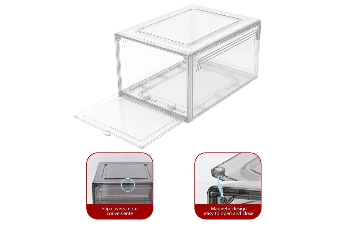 2 Pack Shoe Boxes for Display Shoes Sneakers Storage Clear (Front side open)