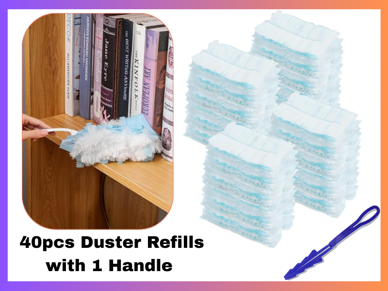 40Pcs Cleaning Wiper Dust Wiper With Handles Disposable Duster Refills