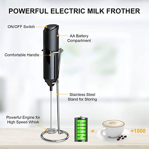 2 Pack Handheld Electric Milk Frother Drink Coffee Mixer Foam Maker with Stand