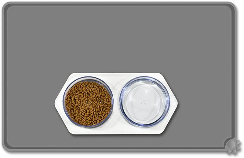 Silicone Non-Stick Dog Cat Bowl Mat Gray