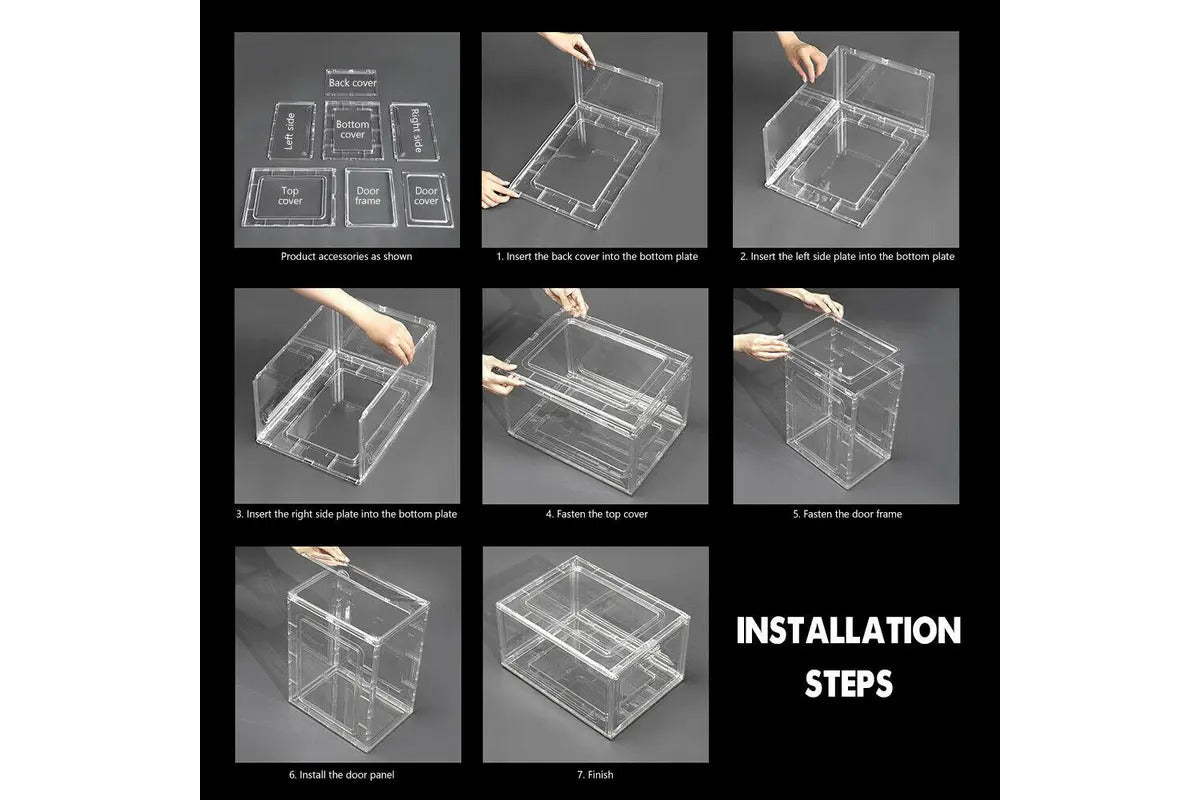 2 Pack Shoe Boxes for Display Shoes Sneakers Storage Clear (Front side open)