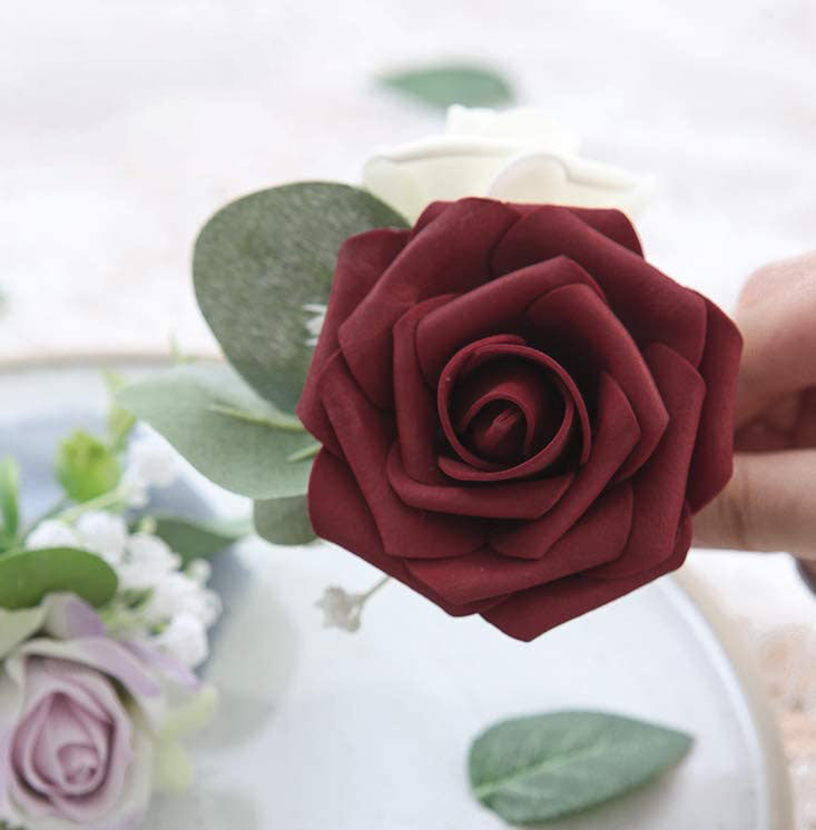 25pcs Artificial Flower Rose Decorated Rose Flower - Red