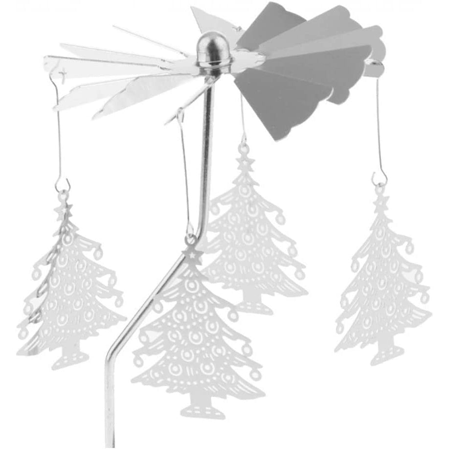 Rotating Candle Holder Metal Silver Tealight Candle Holder - Xmas' tree