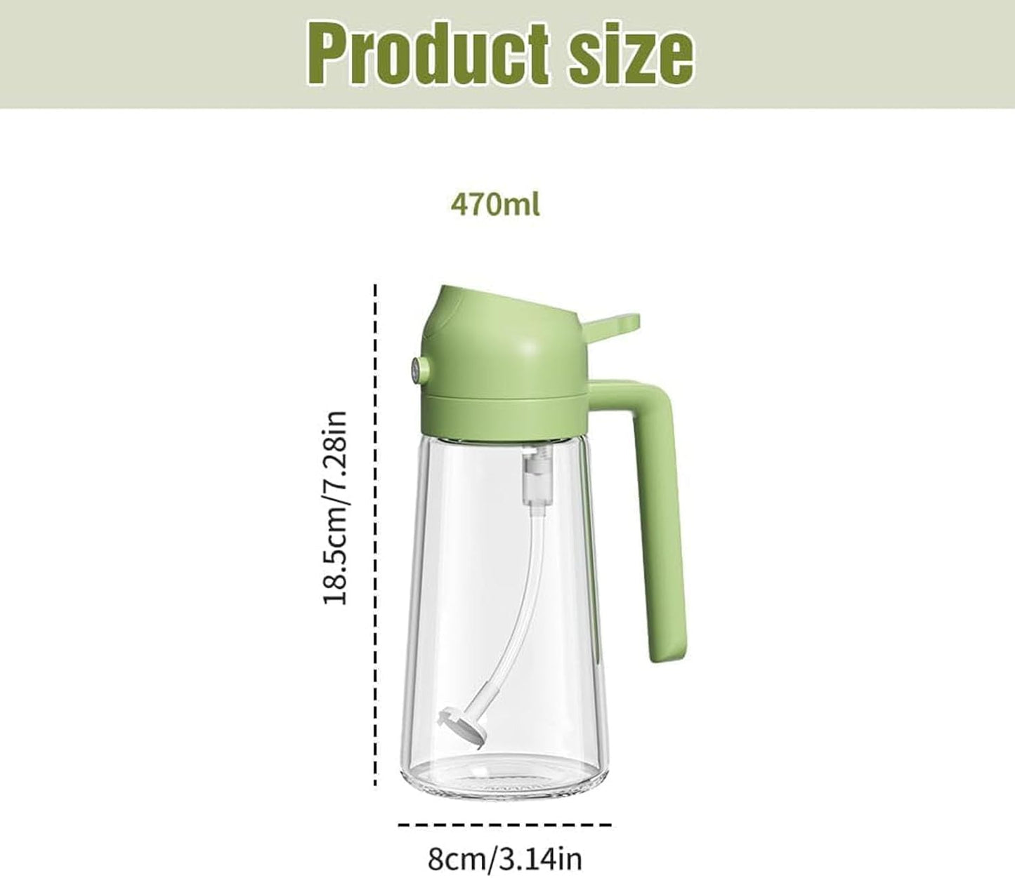 Dual-Function Oil Spray Bottle for Cooking 470ml Green