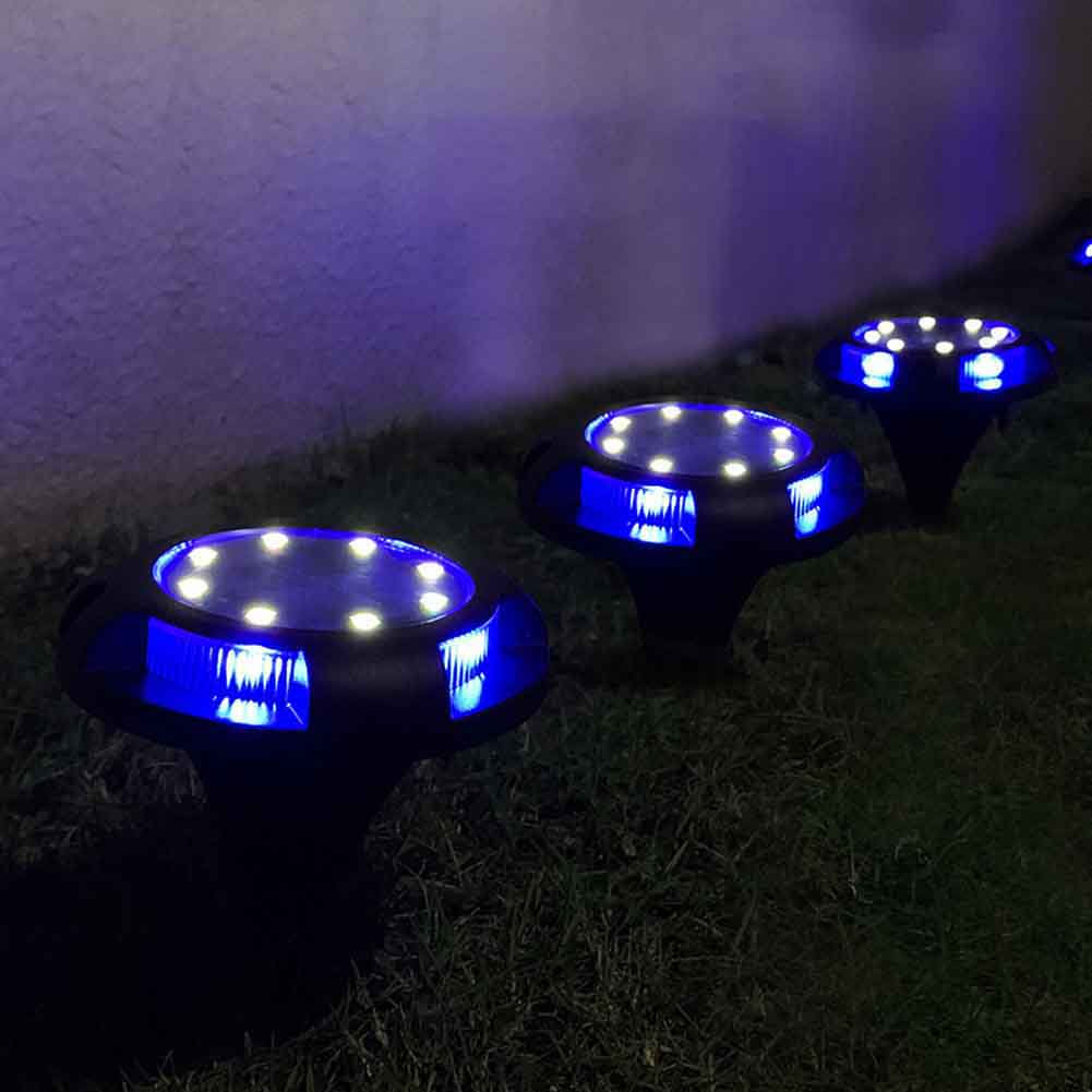 Solar Ground Lights 8+4 LED Solar Lawn Lights 4 Pack