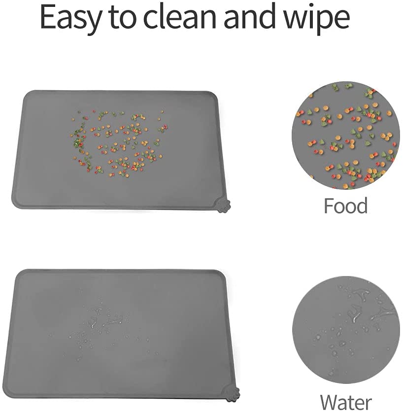 Silicone Non-Stick Dog Cat Bowl Mat Gray