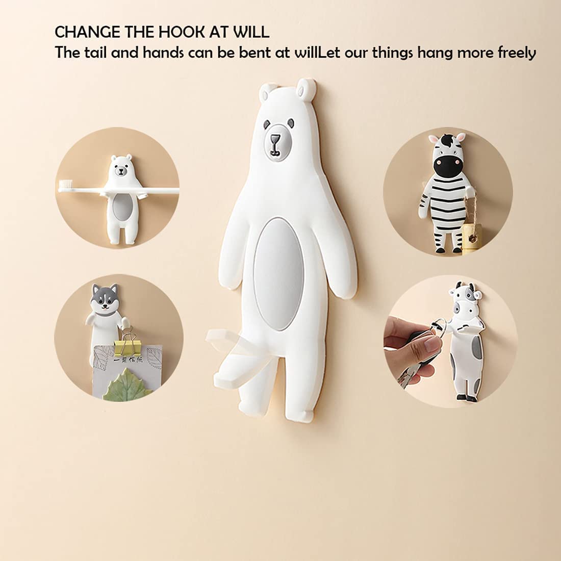 Wall Mounted Hanger Hooks Key Holder Hooks 4PCS