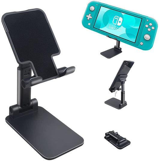 Foldable Angle Height Adjustable Desk Phone Tablet Holder - Black
