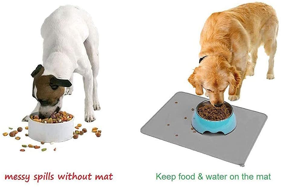 Silicone Non-Stick Dog Cat Bowl Mat Gray