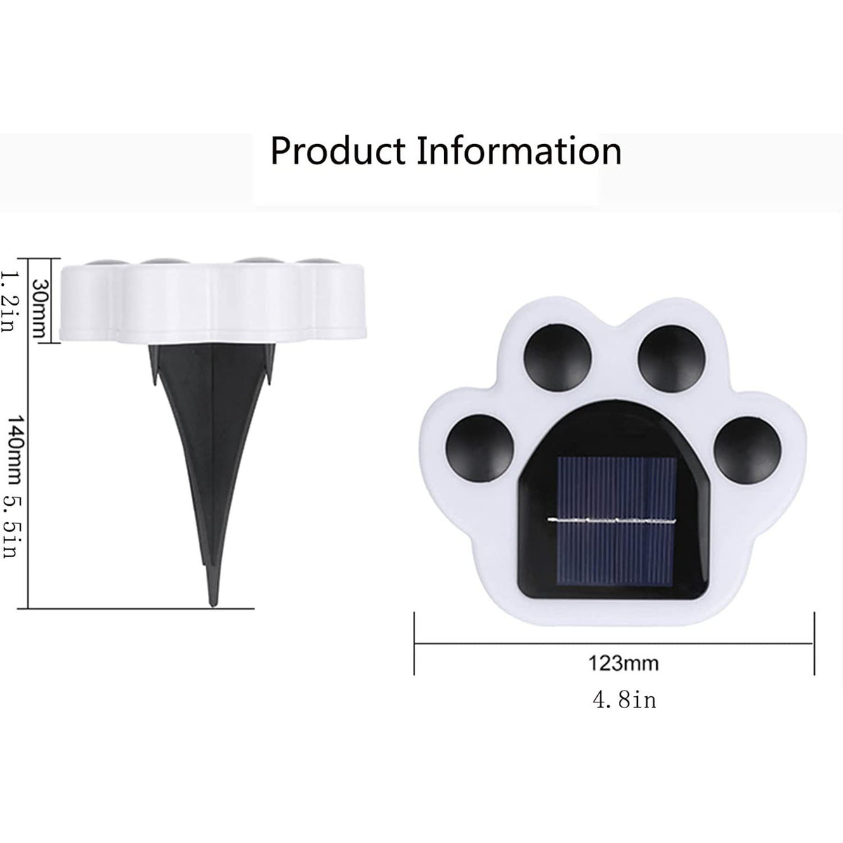 Paw Print Solar Lights 4 Pack,Solar Garden Light