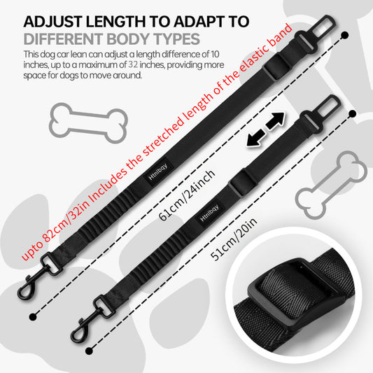2Pcs Dog Car Safety Set Retractable Leash, Adjustable Harness, Nylon Seat Belt,