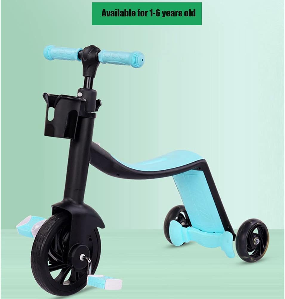 3 in 1 Kids Tricycle | Kick Scooter Tricycle Balance Bike | with Adjustable Height for 3 to 8 Year Kids