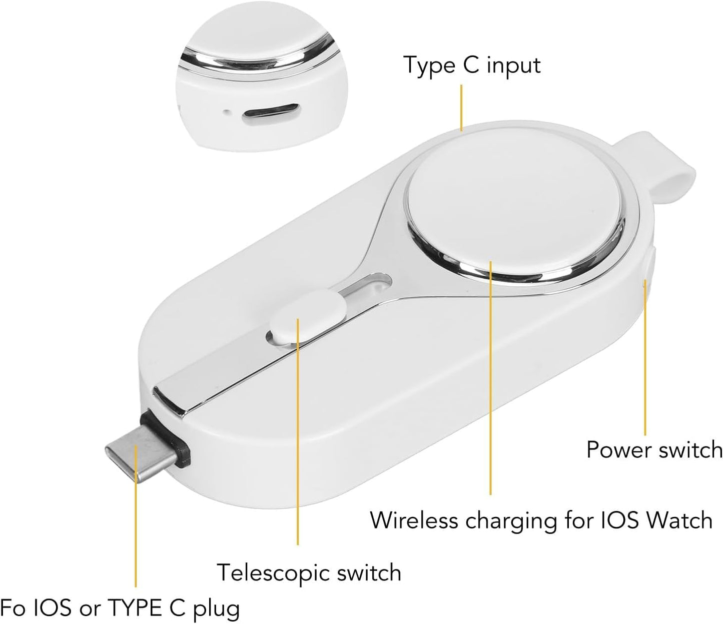 2000mAh Mini Emergency Power Bank Keychain Charger Type-C