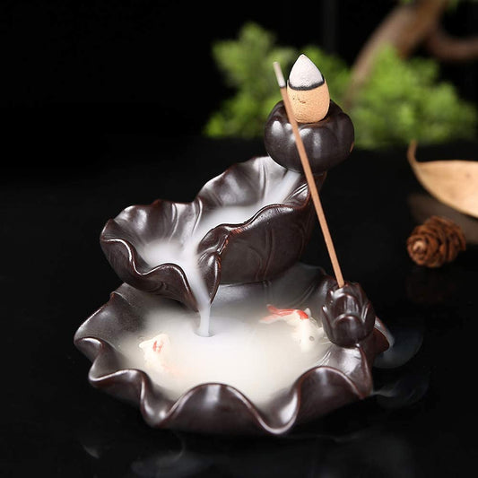 Backflow Incense Burner - Lotus Pond with Koi Fish