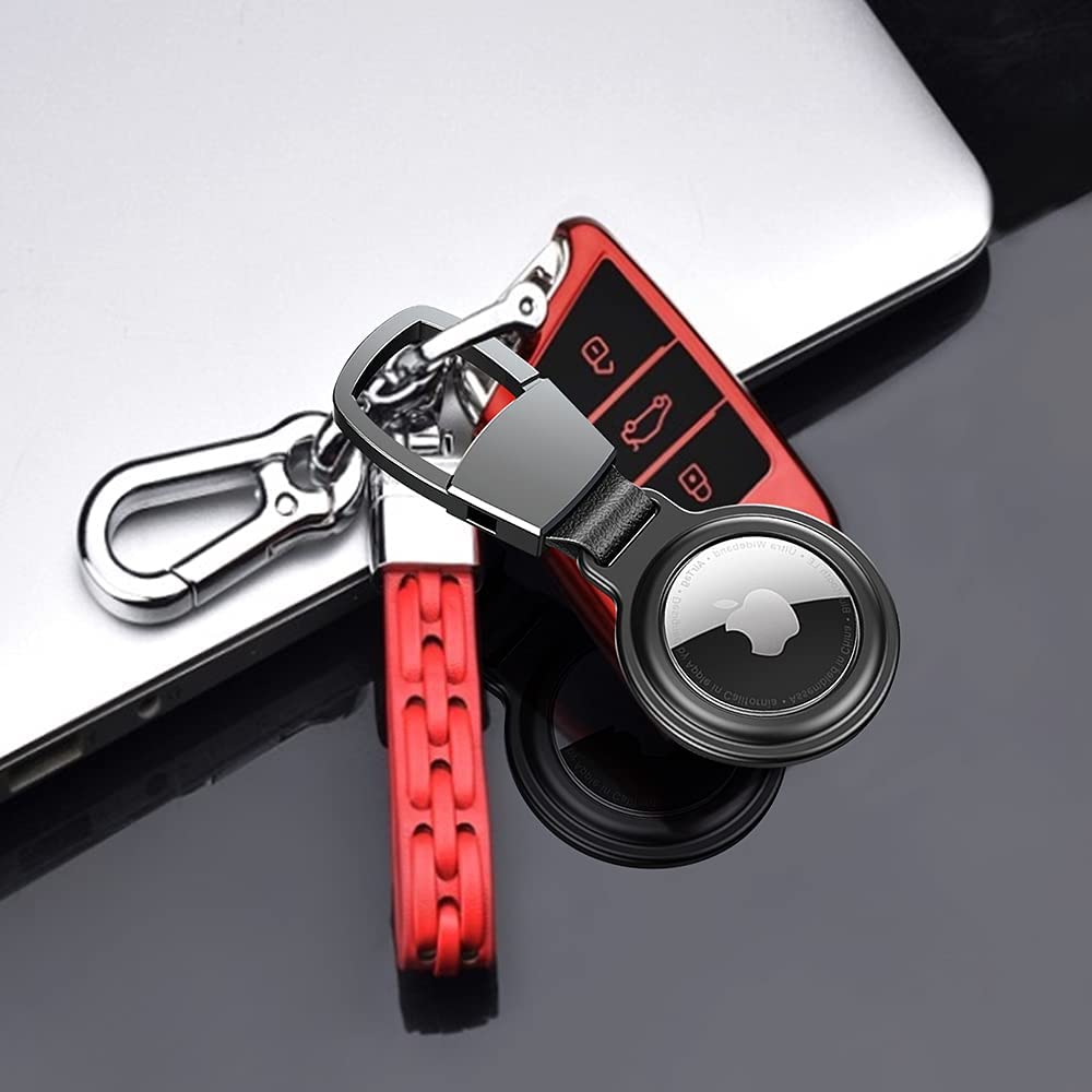 AirTag Case with Carabiner, Secure Holder Protective Cover for Air Tag with Sturdiness Aluminum Alloy Case - Black